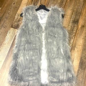 grey fur vest
